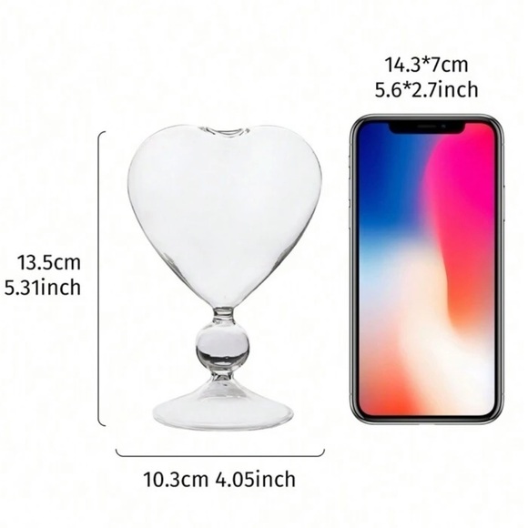 Glass heart floral vase new coquette - Picture 3 of 3